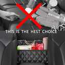 Car Purse Holder Between Seats - Large Capacity Leather Car Net Pocket Handbag Holder - Universal Car Storage Pocket for Phone,Key,Purse,Bottle,Umbrella purse holder for car