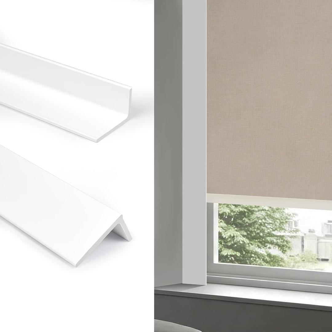 LazBlinds Light Blockers, Suitable for Roller Shades, Zebra Blinds, and Blinds Side Edge Light Blockers, Easy to Install and Cuttable Blocking Panels, White, 58", 2Pcs