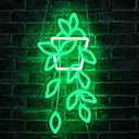 Green Planter Neon Lights,LED Hand Bouquet Neon Signs for Wall Decor, Neon Light Sign Neon Room Decor,USB Night Lights for Bedrooms,Shops,Florists,Bars,Parties,Wedding,Holiday Gifts (Green-Flower Pot)