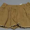 Floerns Women's Pleated Drop Waist Denim Skirt Raw Hem Zipper Side Mini Jean Skirts (Large, Khaki)