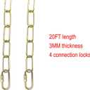 ECUDIS 20 Feet Pendant Light Fixture Chain, Lighting Hanging Chain Extension with Connection Locks, Lighting Chain Replacement for Chandelier, Plants, Fruit Basket (Brass)
