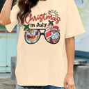 Christmas in July Shirt Women Christmas Hawaiian Tshirt Summer Holiday Tee Vacation Causal Short Sleeve Tops (XXL)