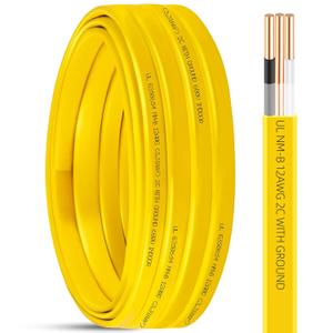 25ft NM-B 12/2 Wire with Ground,12/2 Solid Indoor Electrical Wire 12 Gauge 2 Conductors with Ground,12 AWG Copper Wiring Nonmetallic Sheathed NM-B Cable for Residential Branch Circuit,Switches,Outlets