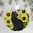 2 x Stained Glass Ornament, Christmas Ornament, Hanging Ornaments for Home Decor & Christmas Tree Ornaments  Exquisite Holiday Decor, Cat Lovers Gifts, Xmas Gifts & Holiday Present - Black Cat