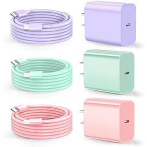 Dayaoncy Compatible with iPhone 16/15 Charge Fast Charging, 20W USB C Wall Charger with 3Pack 10FT USB C Cable, Type C Fast Charger Compatible with Phone/Android/Phone/Samsumg/Pad