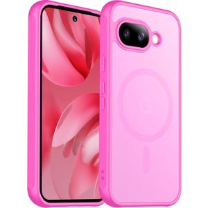 SPIDERCASE Magnetic for Google Pixel 9A Case, Military Grade Drop Protection Slim Translucent Matte Shockproof Anti-Fingerprint Phone Case for Pixel 9A, Hot Pink