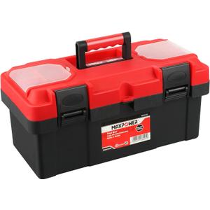 MAXPOWER Tool Box 16 inch, Plastic Small Tool Box with Latch and Removable Tray, Lockable Toolbox for Home
