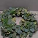 24 Inch Spring Wreath for Front Door, Spring Eucalyptus Wreath for Grapevine Farmhouse with Silk Printing Dollar Leaves Wreaths for Festival Celebration Front Door Wall Window Home Dcor (Green)