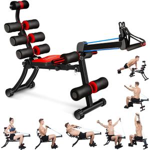 BODY RHYTHM 22 in 1 Wonder Master Core & Abdominal Workout Equipment, Foldable & Adjustable Rowing Machine, Core Strength Training& Abdominal Exercise Trainers with 22 Ways to Exercise for Home Gym (Black)