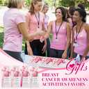 24 Sets Breast Cancer Awareness Gifts Breast Cancer Pens Bulk Pink Ribbon Ballpoint Pen with Inspirational Duck Supportive Greeting Cards Pink Ribbon Gifts for Women Survivor Party Supply