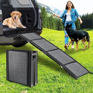 Mowfeu Dog Ramp for Car, Portable Folding Pet Stair Ramp for Medium & Large & Old Dogs - Up to 250LBS, 62''×17'' Large Dog Car Ramp Pet Steps with Non-Slip Surface for Easy Car & SUV & Truck Access   62" x 17"