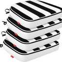 Pcinfuns Outdoor Chair Cushions Set of 4, 17"x16" Water-Resistant Patio Cushions with Ties, High Density Foam U-Shape Seat Cushions for Patio Garden Chairs,Black White Stripe