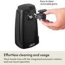 BELLA Electric Can Opener and Knife Sharpener, Multifunctional Jar and Bottle Opener with Removable Cutting Lever and Cord Storage, Stainless Steel Blade, Black