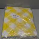 misaya Round Waterproof Vinyl Table Cloth, Buffalo Flannel Backed Tablecloth, Wipeable Plastic Table Cover for Dinner, Kitchen, Picnic (60", Yellow and White)