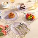realluck 50 Pcs Clear Purple Plastic Plates with Gold Rim, Elegant Hammered Disposable Dinnerware Set (25 Dinner Plates & 25 Salad/Dessert Plates) for Party, Wedding, Bridal Shower