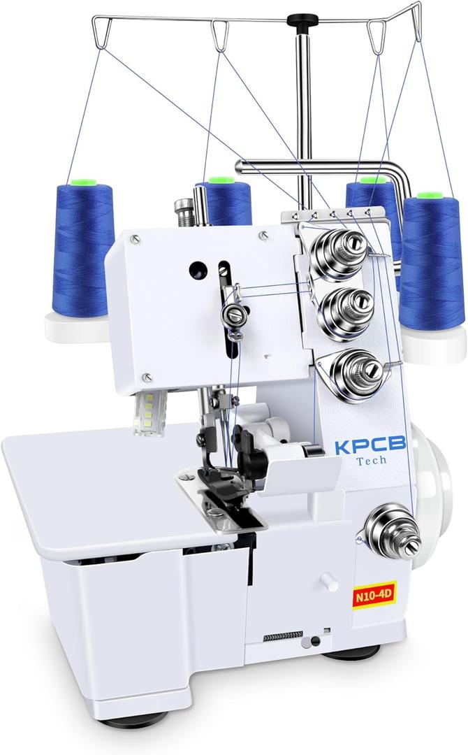 KPCB Serger Sewing Machine with Upgraded LED Light and Accessories Kit, Heavy-Duty Durable Metal Frame Overlock Machines (White)