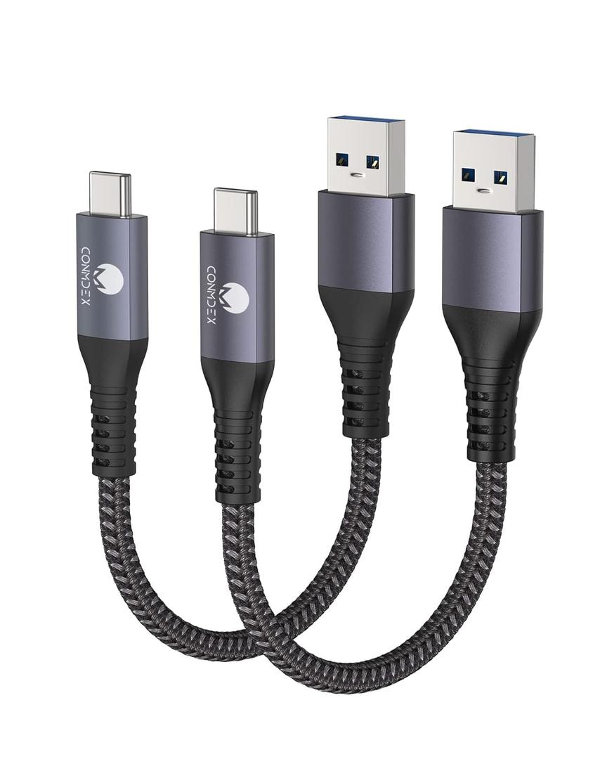 CONMDEX USB A to USB C 10Gbps (1.5ft, 2-Pack) USB 3.1 Gen 2 Short Data Transfer Type C Cord, Fast Charging Carplay Android Auto USB C Cable for iPhone 17 Air 16 Plus 17 16 Pro Max, Galaxy S25 S24 (Grey)