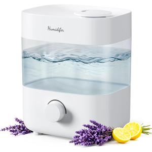 Humidifiers for Bedroom, 2L Tank for 15H, 20dB Quiet Mist Time, Dual Nozzles, Auto Shut-Off, Rotate to Adjust Mist Intensity, Rapid Ultrasonic Humidification for Baby Nursery and Plant (White)