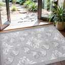 DEXI Door Mat 39x60, Washable Floral Entryway Mats Low Profile, Absorbent Muddy Dirt Doormats for Entrance Inside Home, Porch