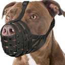 Mayerzon Pitbull Muzzle for Dogs to Prevent Biting Scavenging, Basket Muzzle for Rottweiler Staffordshire Terrier in Grooming Training, Allow to Pant Drink, Lightweight and Sturdy,  L [Snout Cir: 11.5"-13"]