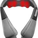 Grey Shiatsu Neck and Back Massager with Heat, Electric Deep Tissue Kneading Neck and Shoulder Massage, Best Gifts for Women Men Mom Dad Mothers Fathers Day Birthday Gift (NOT Cordless)