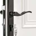 Storm Door Handle Complete SetStorm Door Handle Replacement Part with Lock Cylinder and Key, Fits for Screen and Storm Doors, 2-1/2" Handle PZ, Matte Black