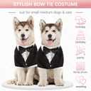 Kuoser Dog Tuxedo, Formal Dog Costume with Bow Tie Pet Wedding Suit Party Birthday Outfit, Dogs Tux Soft Shirt for Valentines Christmas Halloween Graduation Cosplay, Black M