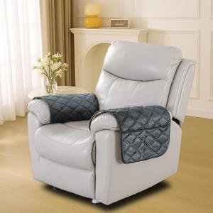 NeColorLife Velvet Recliner Chair Arm Cover, Chair Armrest Covers, Non-Slip Washable Couch Sofa Chair Arm Protector with Pocket (Dark Gray, Set of 2)