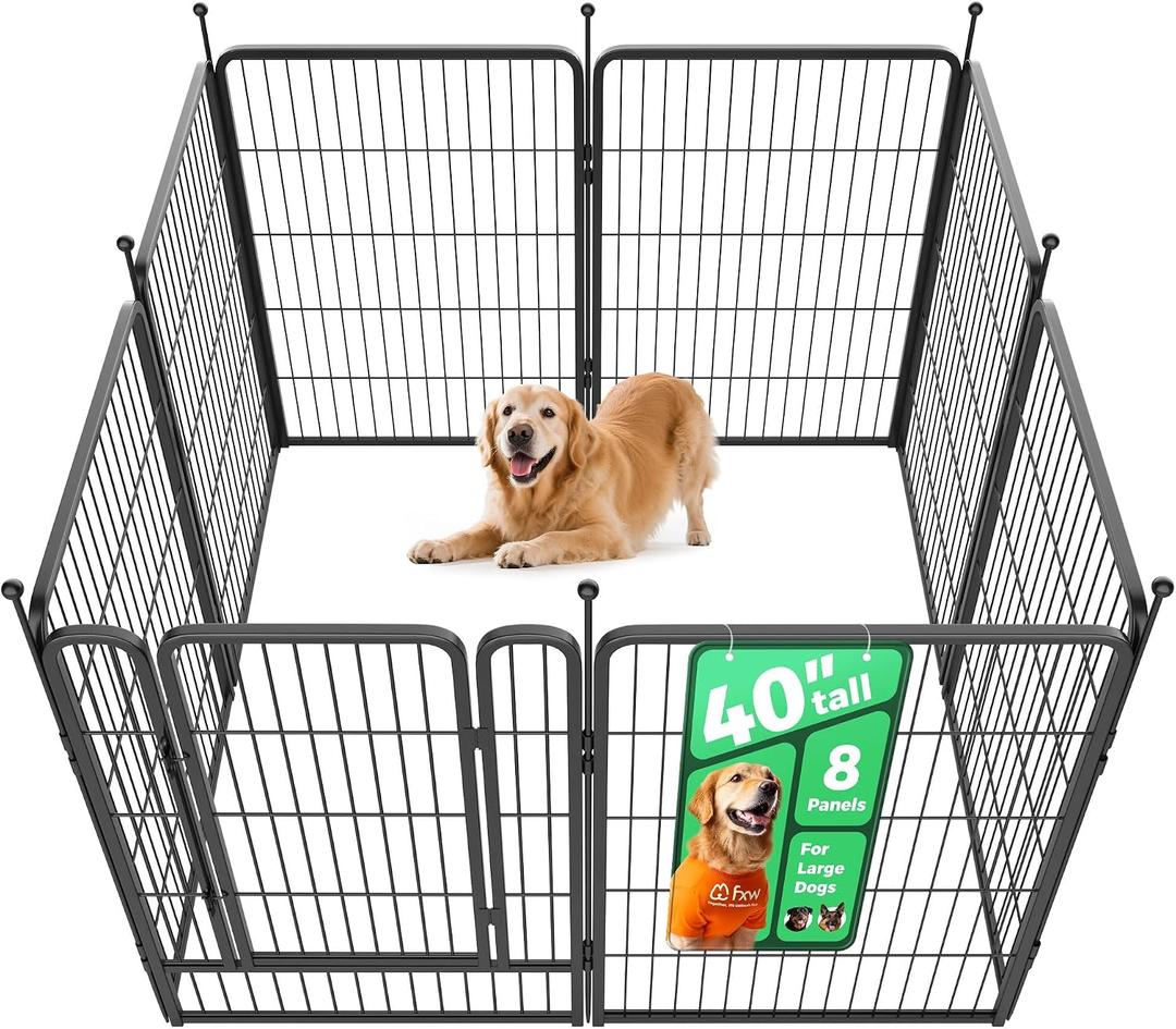FXW Rollick Unleashed Dog Playpen for Indoor, Yard, RV Camping, 40 inch 8 Panels for Medium and Large Dogs, BlackPatented