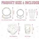 Wildflower Party Supplies Tableware- 9" & 7" Floral Themed Plates, Napkins, Cups & Forks for Baby Shower, Birthday, Bridal Shower, Engagement, Wedding Spring Tea Garden Party (Serves 24)