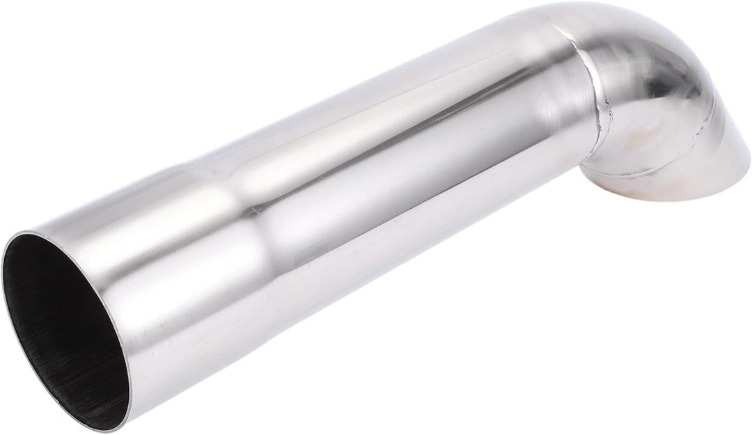 Motoforti 2" ID Inlet Turn Down Exhaust Tip 12" Inch 305mm Overall Length Silver Tone T304 Stainless Steel 2" Outlet OD Tailpipe Tip Surface Polishing Mandrel Bend Elbow Tube