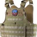 MGFLASHFORCE Tactical Vest for Men, Airsoft Molle Vest (One Size, Tan)
