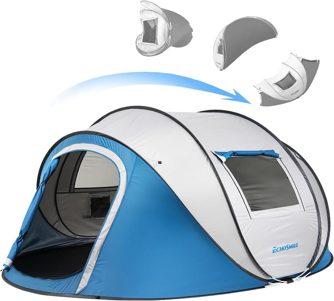 EchoSmile Pop Up Camping Tent, 4 Person Easy Setup Tent, Water Resistant Dome, Portable with Carry Bag
