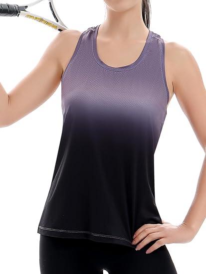 Women's Racerback Workout Tank Tops Breathable Lightweight for Running Yoga Tennis Gym & Summer Casual Wear L