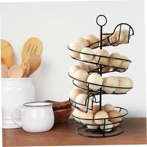 Spiral Egg Holder Countertop, Metal Egg Skelter Rack Compact Fresh Dispenser Countertop Organizer for Kitchenhome decor