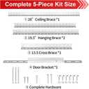 Garage Door Opener Mounting Brackets, Universal Hanging Kit with Door Reinforcement Bracket for Genie/Chamberlain/Craftsman Smart Chain Drive Openers, Galvanized Steel, Ceiling Mount, 5-Piece