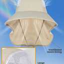 Sun Hats for Women UV Protection with Neck Flap Wide Brim Beach Hats with Ponytail Hole for Hiking Fishing Gardening Travel (Beige)
