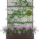 52’’ H Garden Planter Box with Trellis Outdoor for Vine Climbing Plants, Flowers Handwoven Rattan Garden Bed with Removable Liners for Backyard Patio Balcony