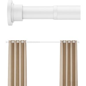Heavy Duty Tension Curtain Rod by EZFurni, 42 to 123 Inches, Anti-Slip Spring Loaded Curtain Rods No Drilling, Apartment Renter Friendly Tension Rods for Windows, Bathroom, Patio, Room Divider, White
