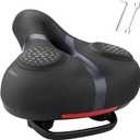 ROCKBROS Bike Seat for Men Women Comfort Wide Gel Bike Seat Replacement,Breathable Waterproof Padded Bicycle Saddle, Compatible with Cruiser/Mountain/Fat Bikes (Black)