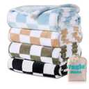 4 Pcs Baby Blankets, Fluffy Small Crib Blankets for Boys, Fleece Checkered Blanket, Toddler Receiving Blankets 3040