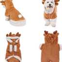 Yoption Reindeer Dog Costume, Christmas Elk Deer Pet Winter Warm Coat Coat Clothes Hoodie Outfit Apparel for Puppy Cat (L) (L-Chest Girth: 19.3", Neck Girt: 14.6")