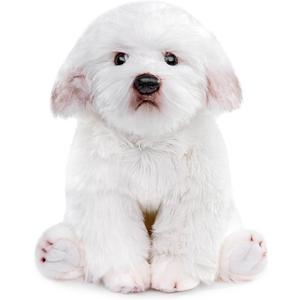 Tiny Heart Maltese Dog Plush Toys, Realistic Dog Stuffed Animal Super Soft and Cute White Dog Plush Toys 10inch, Birthday Gifts for Kids Boys and Girls Bedroom Home Decor Simulation