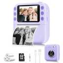 Instant Print Camera for Kids, Christmas Birthday Gifts for Girls Boys, 1080P Instant Digital Print Cameras for Toddler,Portable Toy for 4 5 6 7 8 9 10 Year Old Girl with 32GB SD Card，Purple