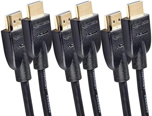 Amazon Basics HDMI Cable, 3-Pack, 10ft, 4K@60Hz, High-Speed 4K HDMI 2.0 Cord (18Gbps), 2160p, 48 bit, Compatible with TV/PS5/Xbox/Roku, Black