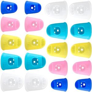 Mxxipp 20pcs Rubber Fingers Tips Guard, Sewing Finger Protector, Finger Tips Cap Protector for Guitar Playing Carving Sorting Paper Money Counting- Dark Blue & Pink & Yellow & Light Blue & White, Set of 2