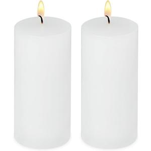 2 Pack 3x6 Inch White Unscented Pillar Candles - 70 Hour Long Burning Dripless Smokeless Candles for Home Decor Weddings Festivals Spa Meditation