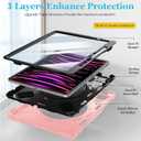 Case for iPad Pro 12.9 2022/2021/ 2020/2018: Cover for iPad Pro 12.9 6th/ 5th/ 4th/ 3rd Generation with Screen Protector- Stand- Pencil Holder- Handle- Shoulder Strap Pink