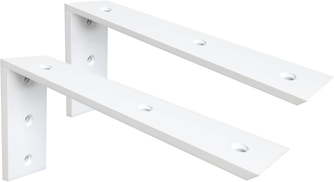 WINKER Countertop Support Bracket 2 Pack Heavy Duty 3/8" Thick Hidden L Shelf Bracket 12" x 6" x 2.5" Metal Corbels for Quartz/Granite/Wood/Concrete/Laminate Countertops, White