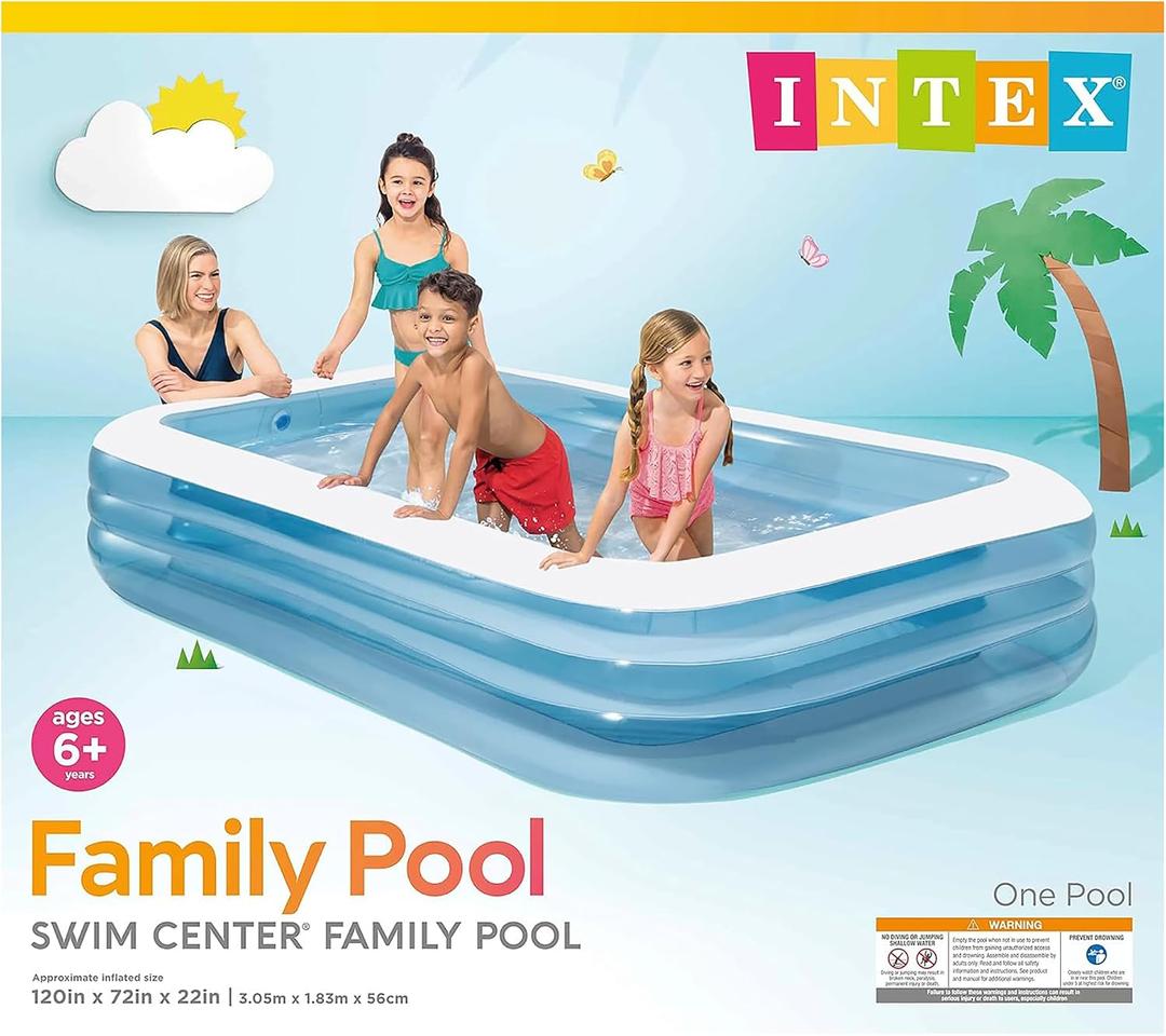 Intex: Swim Center Family Pool - 120 x 72 x 22 - Blue - Inflatable Pool, Splash & Wade, Backyard Water Play, Vinyl, Wide Side Walls, 277 Gal, Kids 6+